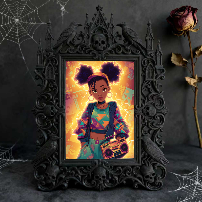 5-star-favorite Gothic Dark-style Photo Frame | Werewolf Themed Campfire Party Decor, Photo Ornament, Dual-use Display, Sturdy Frame