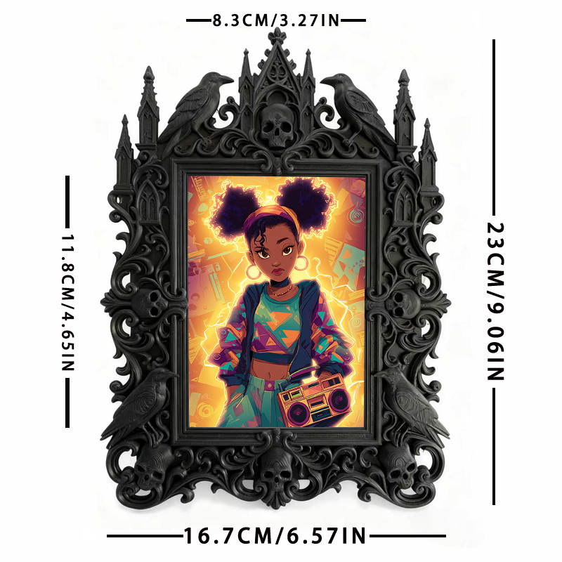 5-star-favorite Gothic Dark-style Photo Frame | Werewolf Themed Campfire Party Decor, Photo Ornament, Dual-use Display, Sturdy Frame