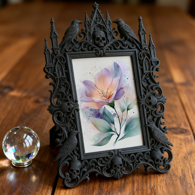 Exclusive-release Gothic Dark-style Photo Frame | Occult Herbalism Workshop Decor, Photo Ornament, Wall-mountable & Tabletop, Collectible Fr