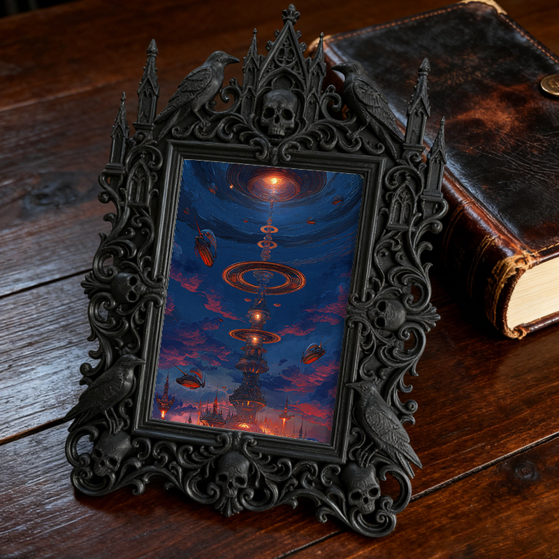 Sought-after Gothic Dark-style Photo Frame | Gothic Birthday Dinner Party Decor, Photo Ornament, Wall/Table Dual-use, Rustic Frame