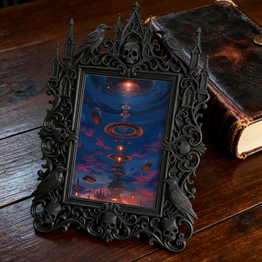 Sought-after Gothic Dark-style Photo Frame | Gothic Birthday Dinner Party Decor, Photo Ornament, Wall/Table Dual-use, Rustic Frame