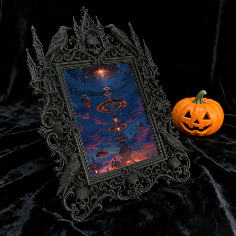 Sought-after Gothic Dark-style Photo Frame | Gothic Birthday Dinner Party Decor, Photo Ornament, Wall/Table Dual-use, Rustic Frame