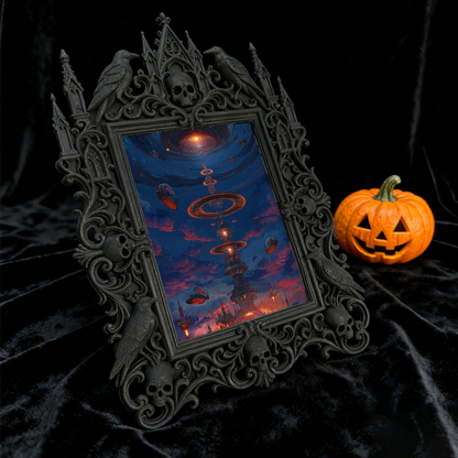 Sought-after Gothic Dark-style Photo Frame | Gothic Birthday Dinner Party Decor, Photo Ornament, Wall/Table Dual-use, Rustic Frame