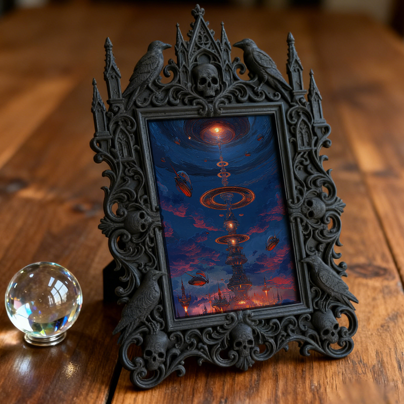 Sought-after Gothic Dark-style Photo Frame | Gothic Birthday Dinner Party Decor, Photo Ornament, Wall/Table Dual-use, Rustic Frame