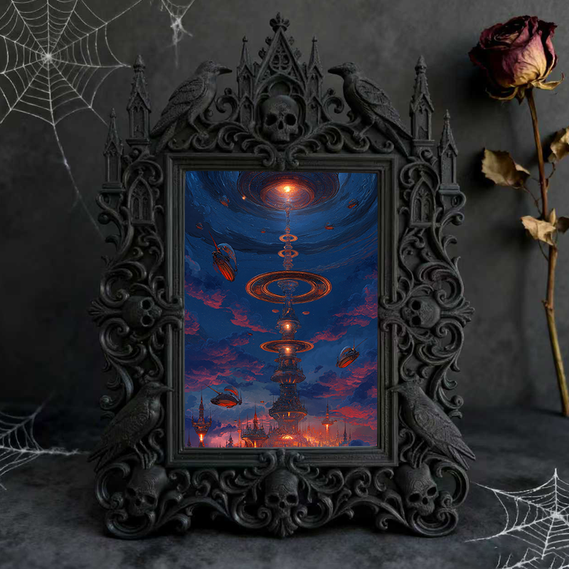 Sought-after Gothic Dark-style Photo Frame | Gothic Birthday Dinner Party Decor, Photo Ornament, Wall/Table Dual-use, Rustic Frame