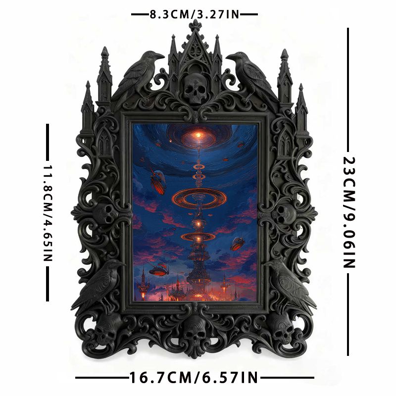 Sought-after Gothic Dark-style Photo Frame | Gothic Birthday Dinner Party Decor, Photo Ornament, Wall/Table Dual-use, Rustic Frame