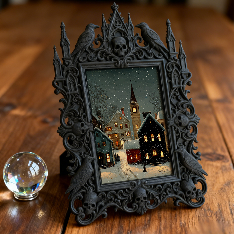 Insta-viral Gothic Dark-style Photo Frame | Paranormal Investigation Team Meetup Decor, Photo Ornament, Wall-mountable & Tabletop, High-glos