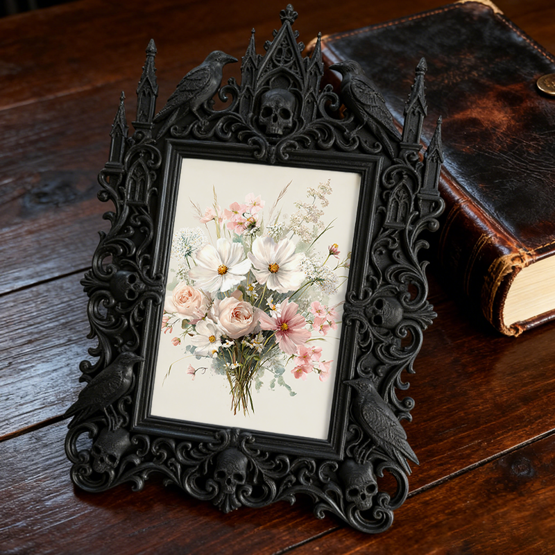 Edgy-cool Gothic Dark-style Photo Frame | Dark Academia Book Club Meeting Decor, Photo Ornament, Dual-use Display, Minimalist Frame