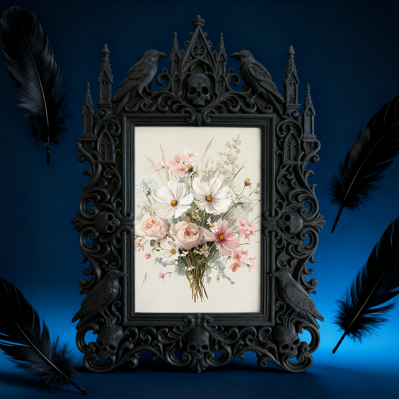 Edgy-cool Gothic Dark-style Photo Frame | Dark Academia Book Club Meeting Decor, Photo Ornament, Dual-use Display, Minimalist Frame