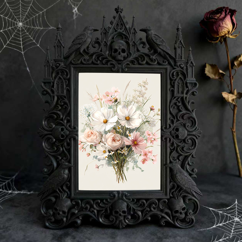Edgy-cool Gothic Dark-style Photo Frame | Dark Academia Book Club Meeting Decor, Photo Ornament, Dual-use Display, Minimalist Frame