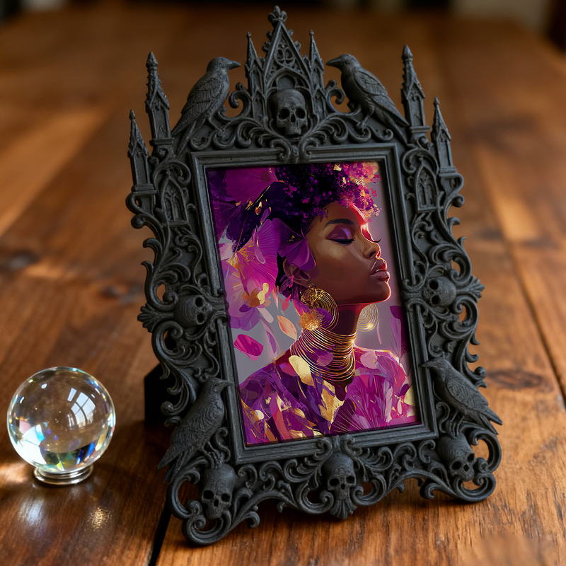 Luxe-rustic Gothic Dark-style Photo Frame | Gothic Anniversary Celebration Decor, Photo Ornament, Wall-mountable & Tabletop, Practical Frame
