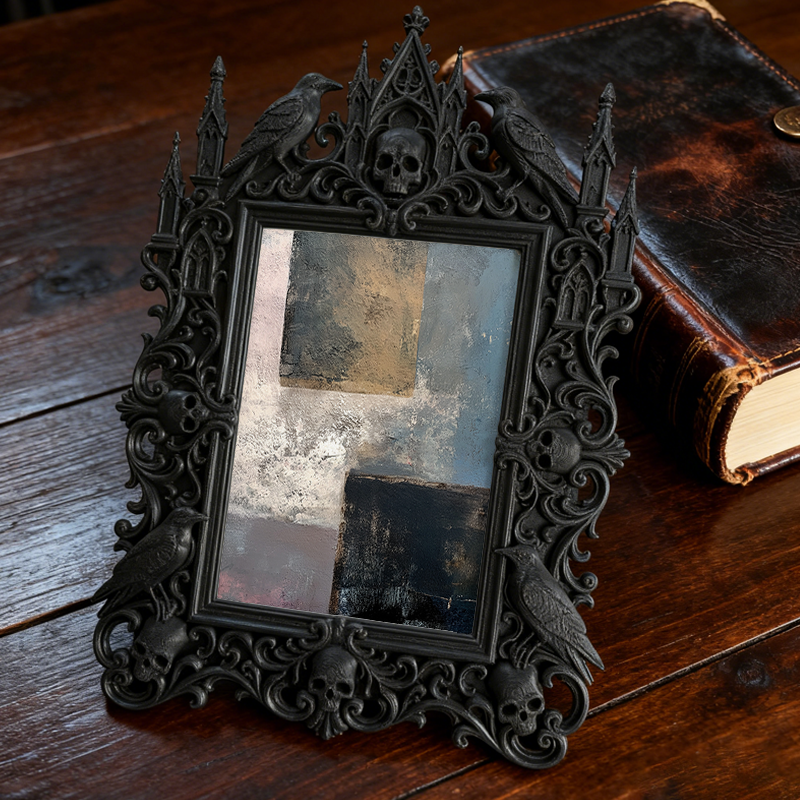 One-of-a-kind Gothic Dark-style Photo Frame | Witchy Moon Ritual Party Decor, Photo Ornament, Wall-mountable & Tabletop, Portable Frame