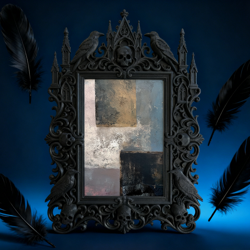 One-of-a-kind Gothic Dark-style Photo Frame | Witchy Moon Ritual Party Decor, Photo Ornament, Wall-mountable & Tabletop, Portable Frame