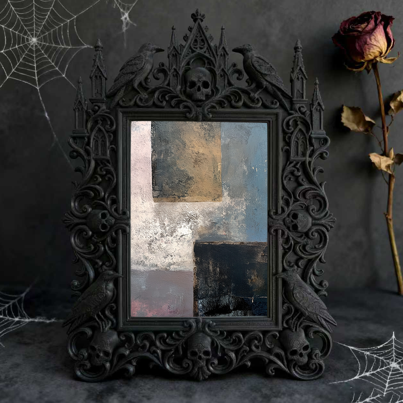 One-of-a-kind Gothic Dark-style Photo Frame | Witchy Moon Ritual Party Decor, Photo Ornament, Wall-mountable & Tabletop, Portable Frame
