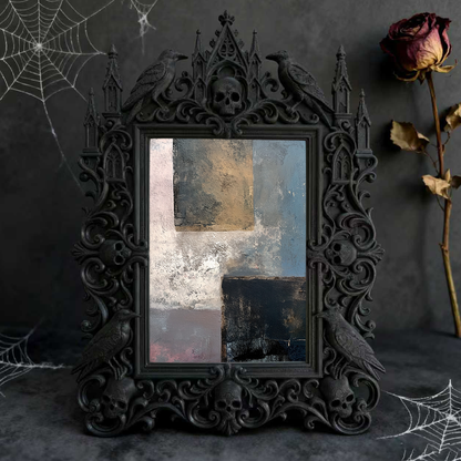 One-of-a-kind Gothic Dark-style Photo Frame | Witchy Moon Ritual Party Decor, Photo Ornament, Wall-mountable & Tabletop, Portable Frame