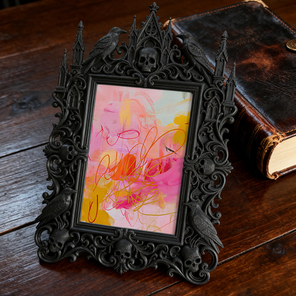 Sturdy-and-chic Gothic Dark-style Photo Frame | Gothic Halloween Trick-or-Treat Station Decor, Photo Ornament, Dual-use Display, Wear-resist