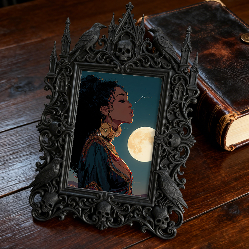 Collector-essential Gothic Dark-style Photo Frame | Vintage Horror Comic Convention Decor, Photo Ornament, Wall/Table Dual-use, Display-grad