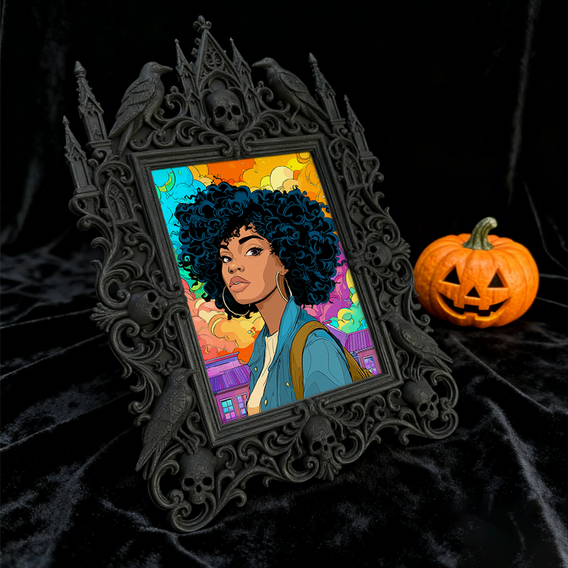 Bold-and-unique Gothic Dark-style Photo Frame | Dark Fantasy RPG Game Night Decor, Photo Ornament, Wall-mountable & Tabletop, Creative Frame
