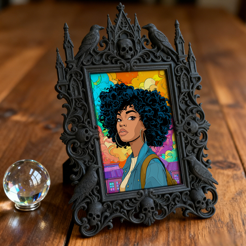 Bold-and-unique Gothic Dark-style Photo Frame | Dark Fantasy RPG Game Night Decor, Photo Ornament, Wall-mountable & Tabletop, Creative Frame