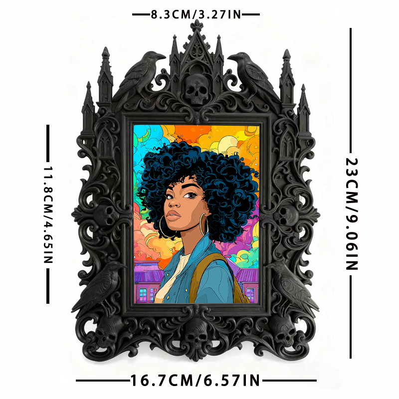 Bold-and-unique Gothic Dark-style Photo Frame | Dark Fantasy RPG Game Night Decor, Photo Ornament, Wall-mountable & Tabletop, Creative Frame