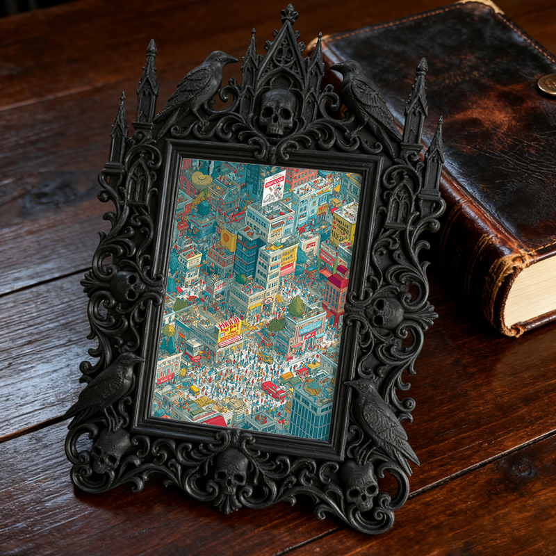 Reel-hit Gothic Dark-style Photo Frame | Gothic Attic Home Library Decor, Photo Ornament, Wall-mountable & Tabletop, Plastic Frame