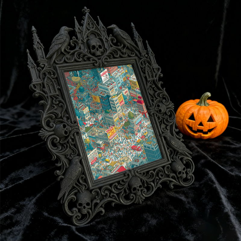 Reel-hit Gothic Dark-style Photo Frame | Gothic Attic Home Library Decor, Photo Ornament, Wall-mountable & Tabletop, Plastic Frame