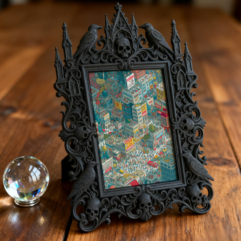 Reel-hit Gothic Dark-style Photo Frame | Gothic Attic Home Library Decor, Photo Ornament, Wall-mountable & Tabletop, Plastic Frame