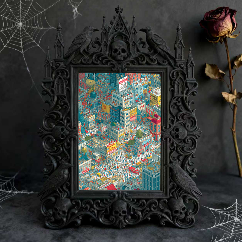 Reel-hit Gothic Dark-style Photo Frame | Gothic Attic Home Library Decor, Photo Ornament, Wall-mountable & Tabletop, Plastic Frame