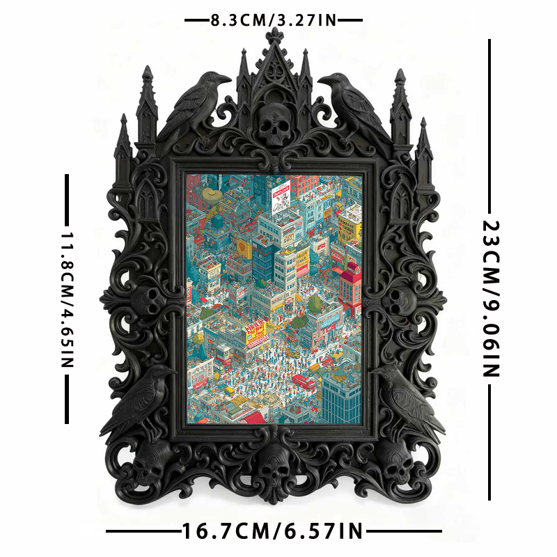 Reel-hit Gothic Dark-style Photo Frame | Gothic Attic Home Library Decor, Photo Ornament, Wall-mountable & Tabletop, Plastic Frame