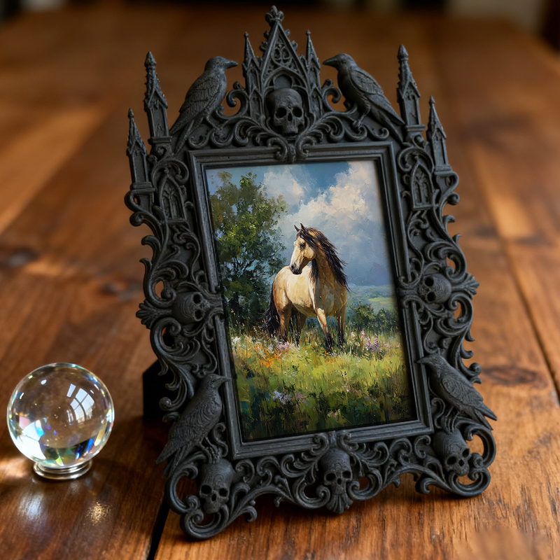 Fan-favorite-pick Gothic Dark-style Photo Frame | Vampire-themed Bedroom Wall Decor, Photo Ornament, Wall-mountable & Tabletop, Lightweight 