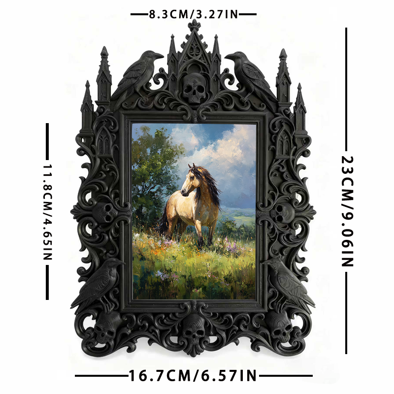 Fan-favorite-pick Gothic Dark-style Photo Frame | Vampire-themed Bedroom Wall Decor, Photo Ornament, Wall-mountable & Tabletop, Lightweight 
