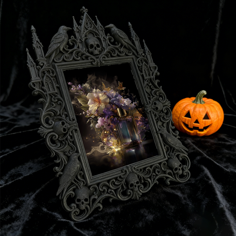Fast-moving Gothic Dark-style Photo Frame | Witchy Living Room Crystal Corner Decor, Photo Ornament, Dual-use Display, Retro Plastic Frame