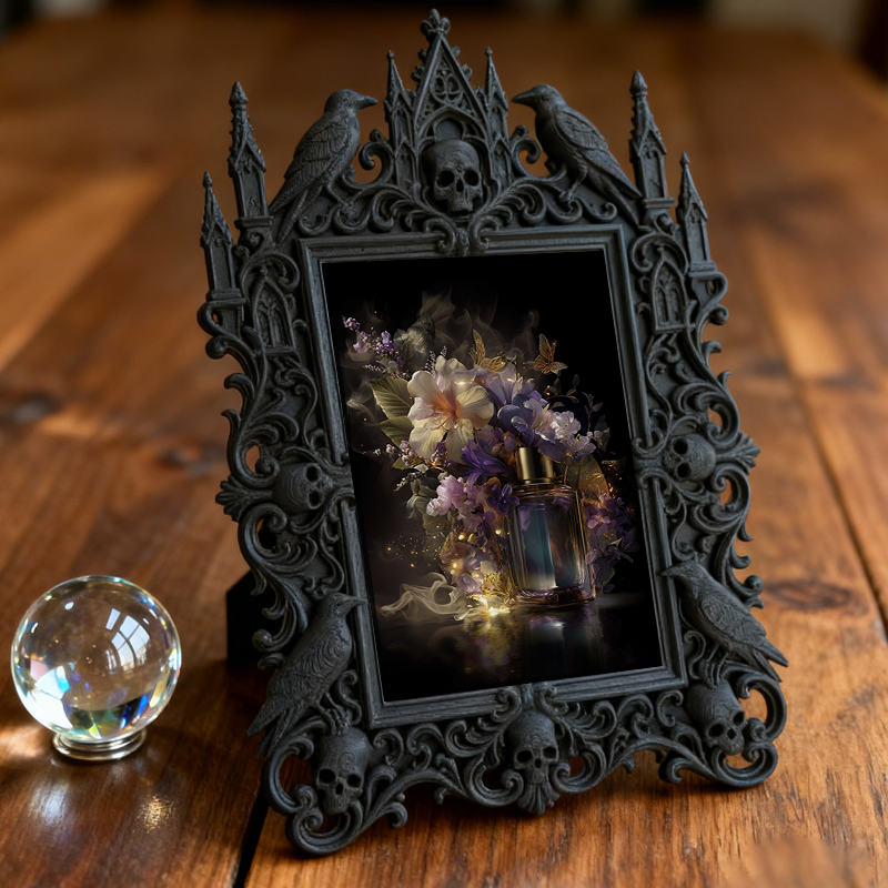 Fast-moving Gothic Dark-style Photo Frame | Witchy Living Room Crystal Corner Decor, Photo Ornament, Dual-use Display, Retro Plastic Frame