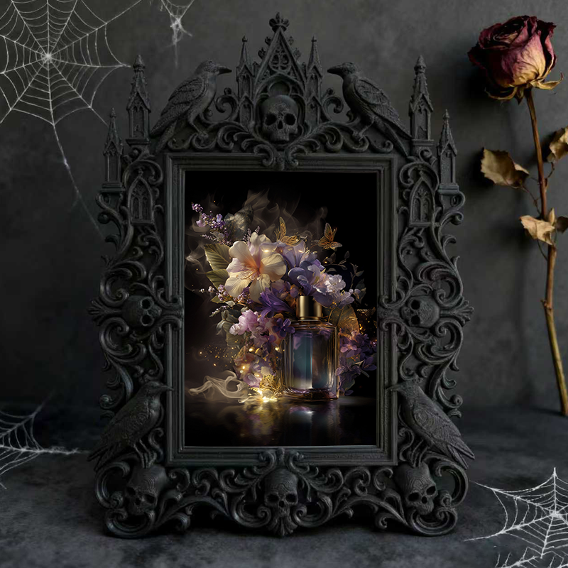 Fast-moving Gothic Dark-style Photo Frame | Witchy Living Room Crystal Corner Decor, Photo Ornament, Dual-use Display, Retro Plastic Frame