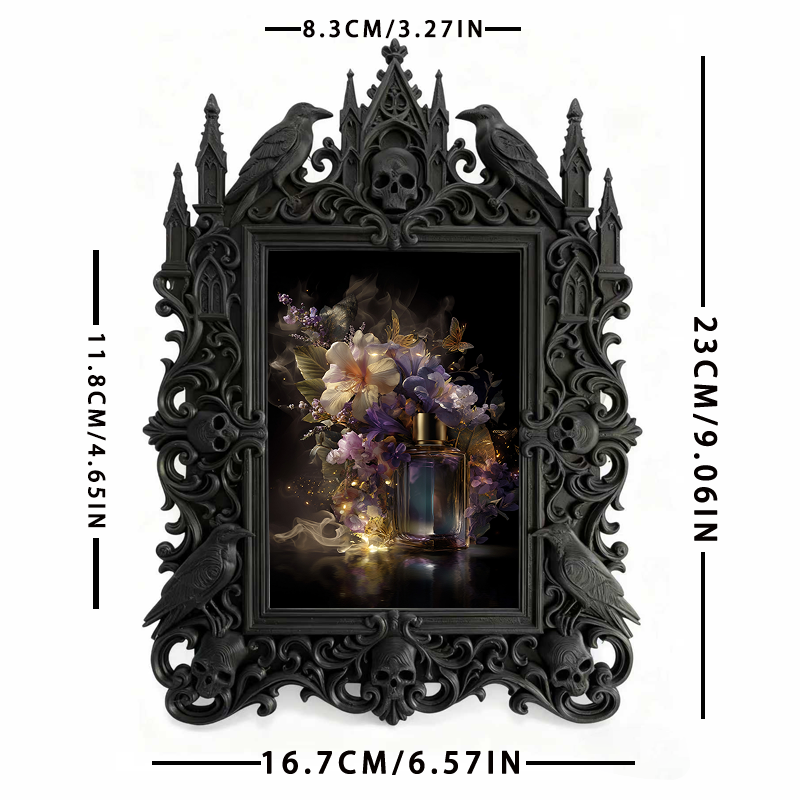 Fast-moving Gothic Dark-style Photo Frame | Witchy Living Room Crystal Corner Decor, Photo Ornament, Dual-use Display, Retro Plastic Frame