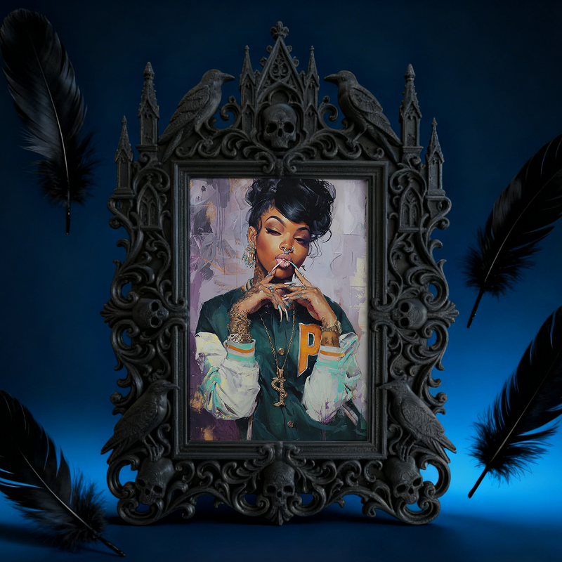 Buzz-creator Gothic Dark-style Photo Frame | Gothic Basement Workshop Decor, Photo Ornament, Wall-mountable & Tabletop, Scratch-resistant Fr