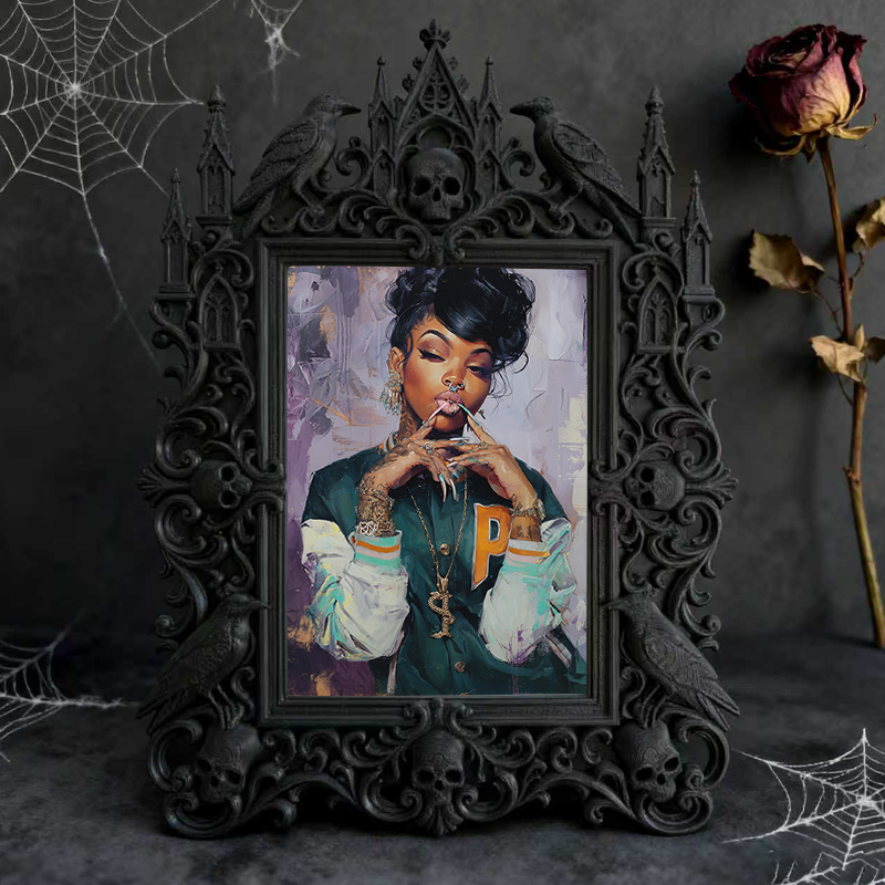 Buzz-creator Gothic Dark-style Photo Frame | Gothic Basement Workshop Decor, Photo Ornament, Wall-mountable & Tabletop, Scratch-resistant Fr