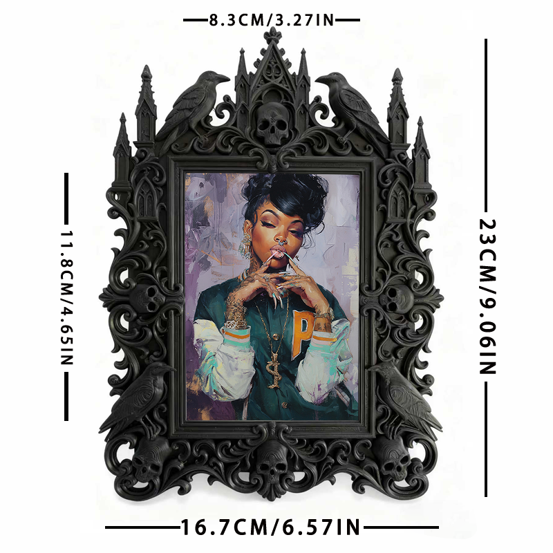 Buzz-creator Gothic Dark-style Photo Frame | Gothic Basement Workshop Decor, Photo Ornament, Wall-mountable & Tabletop, Scratch-resistant Fr