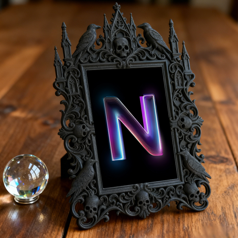 Must-have-gothic Gothic Dark-style Photo Frame | Gothic Bathroom Shelf Decor, Photo Ornament, Wall-mountable & Tabletop, Slim Frame