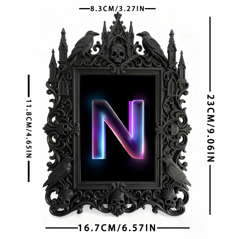 Must-have-gothic Gothic Dark-style Photo Frame | Gothic Bathroom Shelf Decor, Photo Ornament, Wall-mountable & Tabletop, Slim Frame