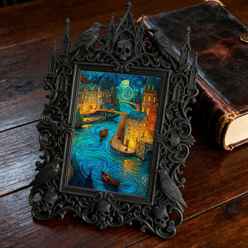Customer-raved Gothic Dark-style Photo Frame | Werewolf-themed Cabin Wall Decor, Photo Ornament, Dual-use Display, Sturdy Frame