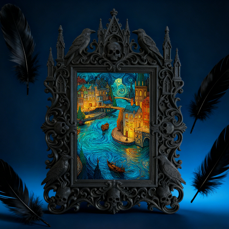 Customer-raved Gothic Dark-style Photo Frame | Werewolf-themed Cabin Wall Decor, Photo Ornament, Dual-use Display, Sturdy Frame