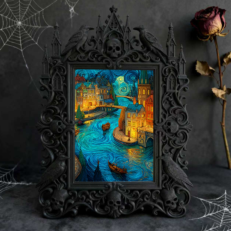 Customer-raved Gothic Dark-style Photo Frame | Werewolf-themed Cabin Wall Decor, Photo Ornament, Dual-use Display, Sturdy Frame