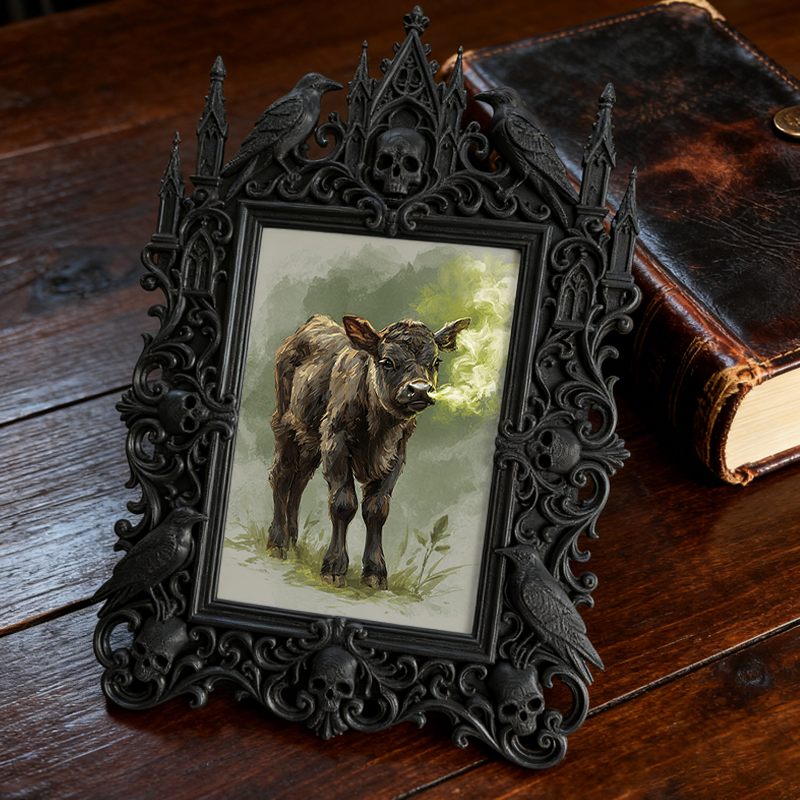 Pinterest-popular Gothic Dark-style Photo Frame | Gothic Kids’ Dark Fairy Tale Room Decor, Photo Ornament, Wall-mountable & Tabletop, High-g