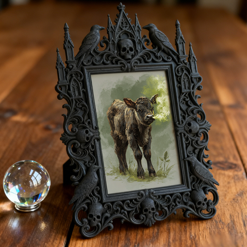 Pinterest-popular Gothic Dark-style Photo Frame | Gothic Kids’ Dark Fairy Tale Room Decor, Photo Ornament, Wall-mountable & Tabletop, High-g