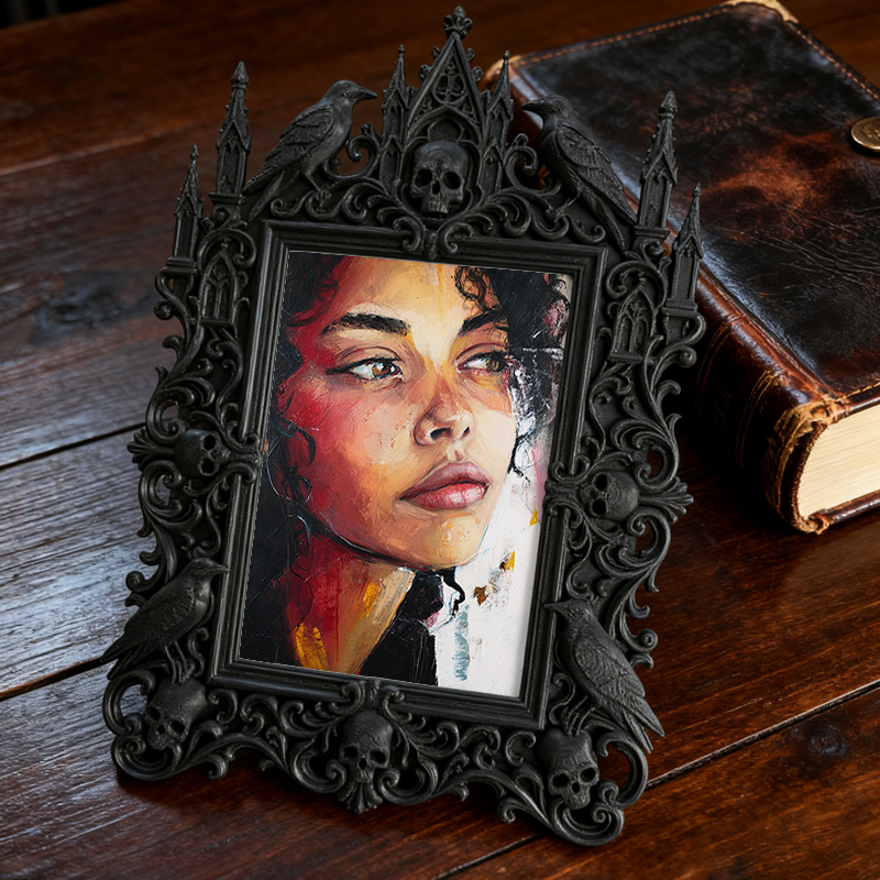 Cool-gothic-vibe Gothic Dark-style Photo Frame | Horror Movie Fan Cave Decor, Photo Ornament, Dual-use Display, Minimalist Frame