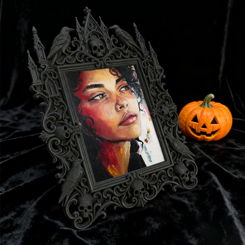 Cool-gothic-vibe Gothic Dark-style Photo Frame | Horror Movie Fan Cave Decor, Photo Ornament, Dual-use Display, Minimalist Frame