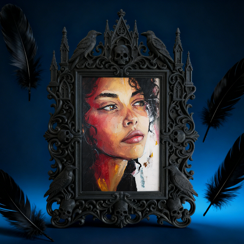 Cool-gothic-vibe Gothic Dark-style Photo Frame | Horror Movie Fan Cave Decor, Photo Ornament, Dual-use Display, Minimalist Frame