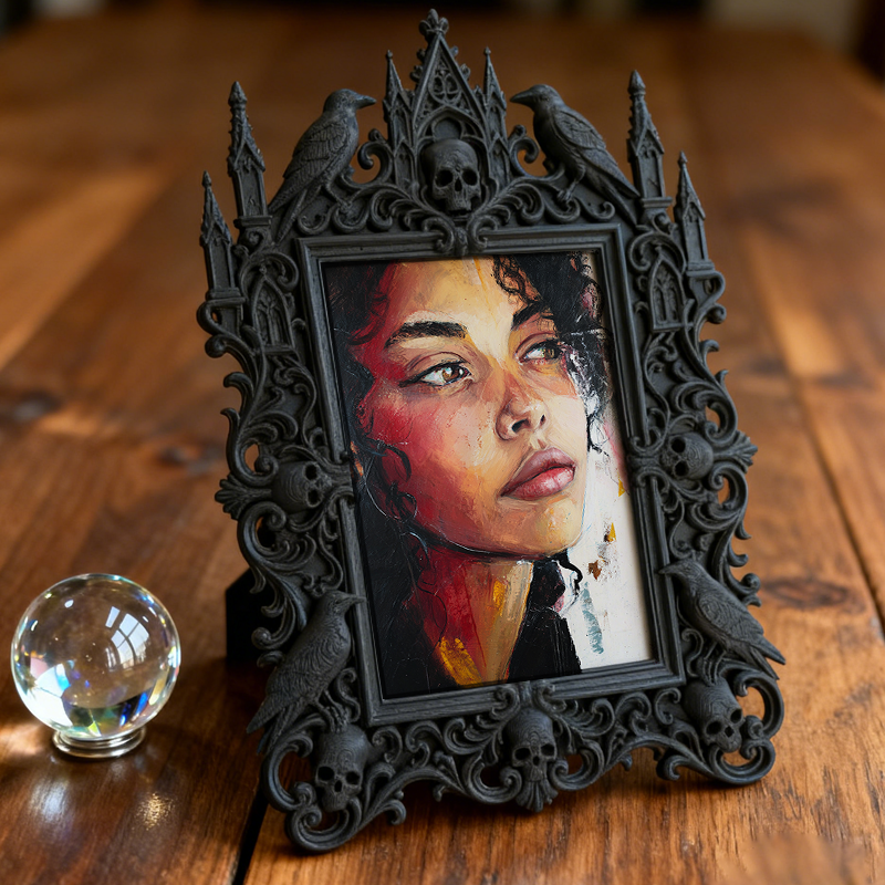 Cool-gothic-vibe Gothic Dark-style Photo Frame | Horror Movie Fan Cave Decor, Photo Ornament, Dual-use Display, Minimalist Frame