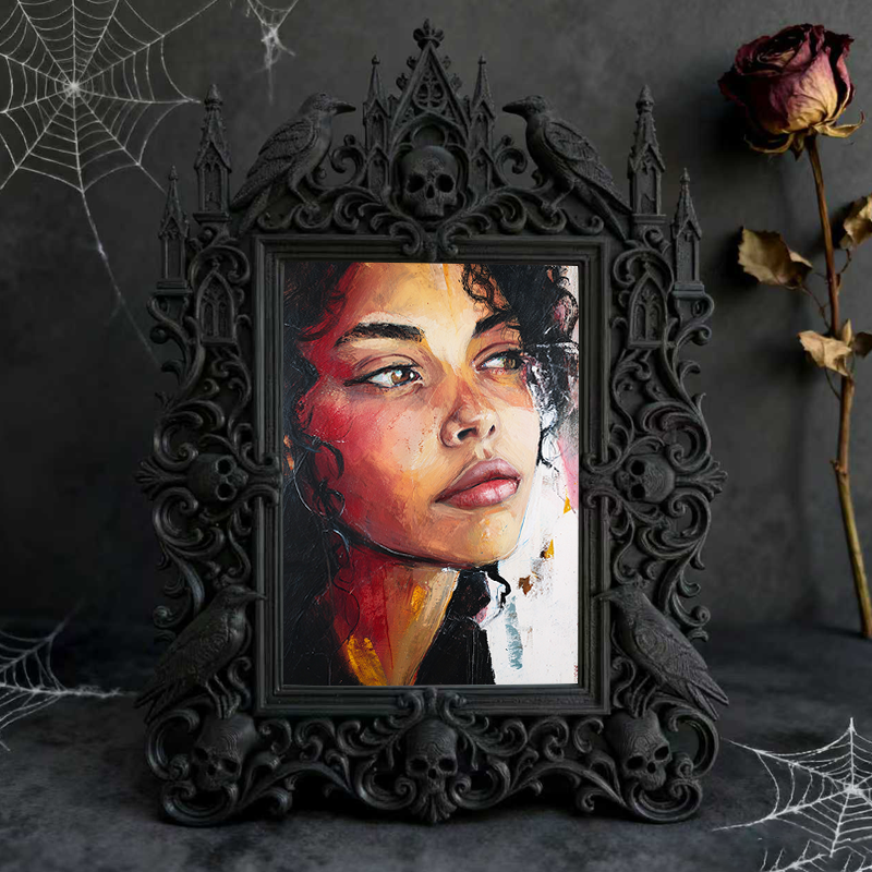 Cool-gothic-vibe Gothic Dark-style Photo Frame | Horror Movie Fan Cave Decor, Photo Ornament, Dual-use Display, Minimalist Frame